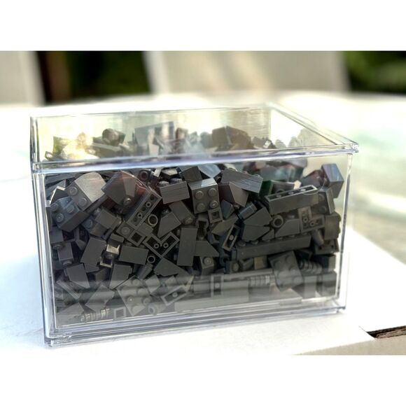 Dark Grey Legos In New Stackable Clear Acrylc Box Size 7.5"D x 6"W x 4.4"H Mixed - Picture 6 of 7